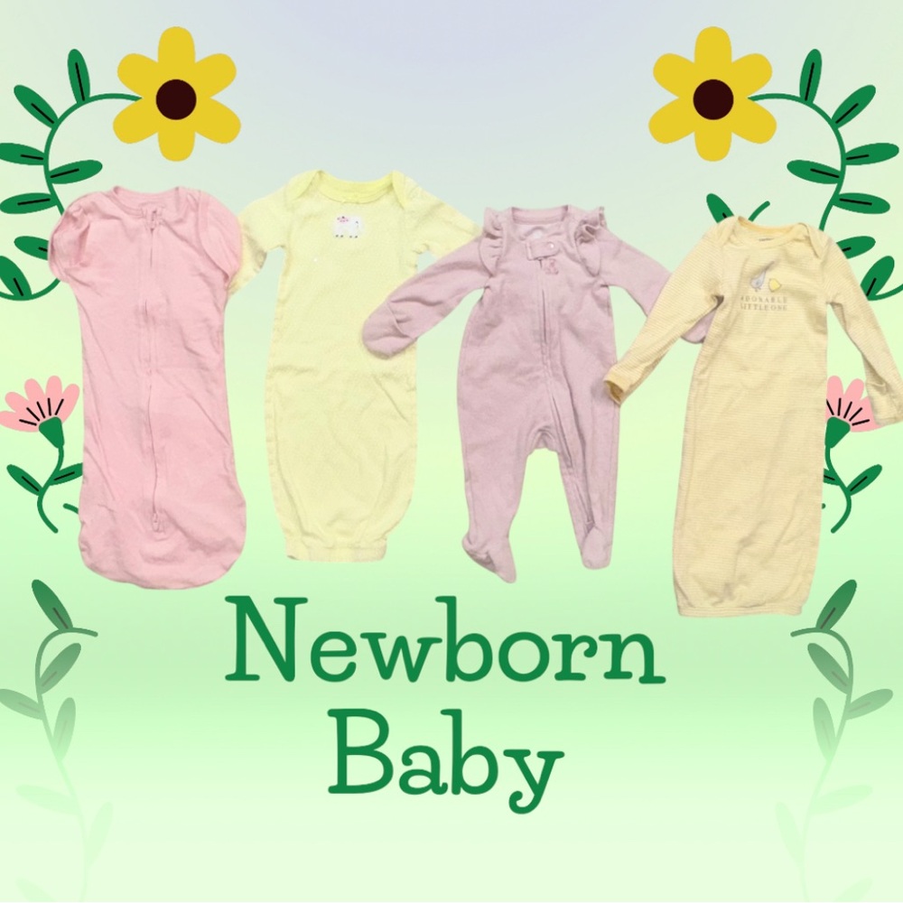 ADEN + ANAIS GAP CARTERS baby girl’s newborn gowns sleepers lot size 0-3 months